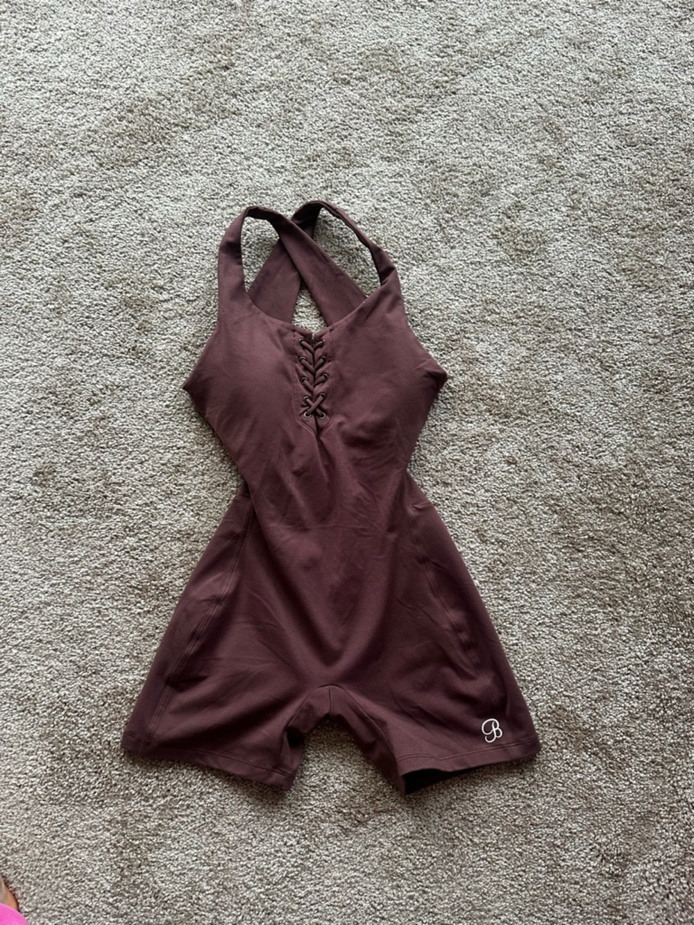 Bombshell Sportswear Maroon Lace-Up Athletic Romper